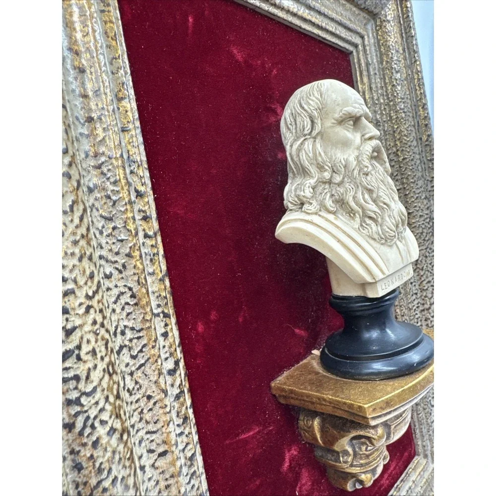 Leonardo Figurine Sculptor G. Ruggeri Made In Italy Wall Sconce Frame 19x13" - Picture 4 of 10